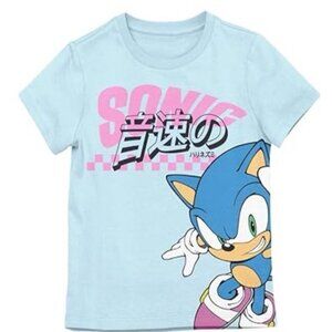 Sonic the Hedgehog SEGA Girls T-Shirt XXL 16/18 Blue Graphic Tee Gamer Style New